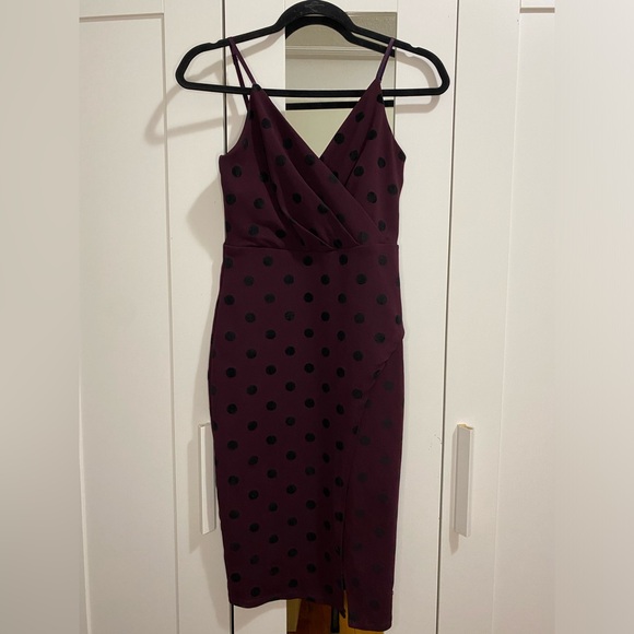 Nordstrom Speechless Black Purple Women’s Polka Dot Dress Stretch Jnr Size 3 - Picture 3 of 10